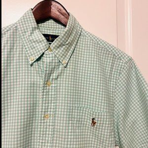 NWOT Polo Ralph Lauren Gingham Short Sleeve Shirt - Green - Small